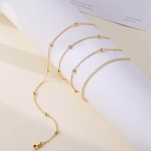 CAROVO Belly Waist Chain for Women 14K Gold Silver Plated Layered Body Chains Boho Cuban Figaro Pearl Heart Coin Satellite Bead Belly Chain Sexy Bikini Body Jewelry for Women Adjustable - style: F:Bead GD