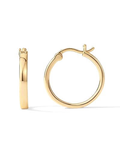 PAVOI 14K Gold Plated 925 Sterling Silver Post Lightweight Hoops | 20mm - 30mm Earring | Gold Hoop Earrings for Women - color: Yellow Gold, size: 20 Millimeters