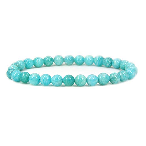 Angelstones Gemstones 6mm Round Beads Healing Crystal Bracelet for women | Natural Gemstone, Handmade Gifts for Women, Healing Crystal Round Beaded Stretch Bracelets, Unisex Jewelry for Women and Men - color: Brazilian Amazonite