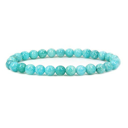 Angelstones Gemstones 6mm Round Beads Healing Crystal Bracelet for women | Natural Gemstone, Handmade Gifts for Women, Healing Crystal Round Beaded Stretch Bracelets, Unisex Jewelry for Women and Men - color: Brazilian Amazonite