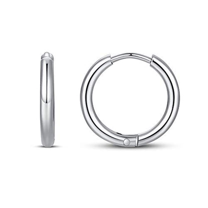FOSIR Stainless Steel Small Huggie Hoop Earrings for Women Men Cartilage Earring Hoops, 6/8/10/12mm Diameter - style: 6mm Silver(2pcs)