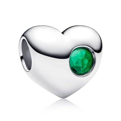 Birthstone Charm, Heart Charm Bead with CZ, for Anniversary Birthday Mothers Valentines Day Christmas Graduation, for Yourself Family Mom Friend Girlfriend Sister Grandma - style: May