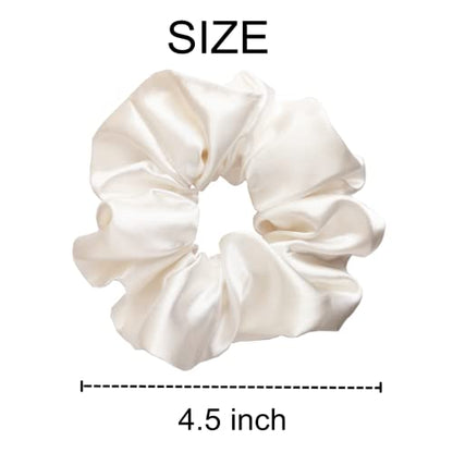 Sufermoe 6 Pcs Satin Silk Hair Scrunchies, Pearl White (Pearl white with a little peach pink, not pure white), 4.5 Inch, Hair Ties for Women and Girls, Hair Accessories - color: Pearl White