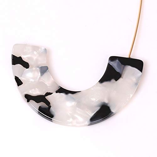 Acrylic Earrings Statement Tortoise Hoop Earrings Resin Wire Drop Dangle Earrings Fashion Jewelry For Women - color: Black and White