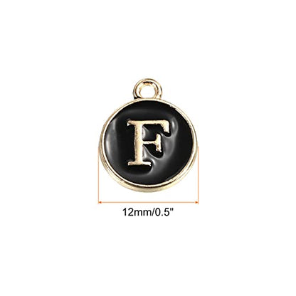 MECCANIXITY Alphabet Letter Charm Double Sided Alphabet Pendant, for Earring Jewelry Making - style: F