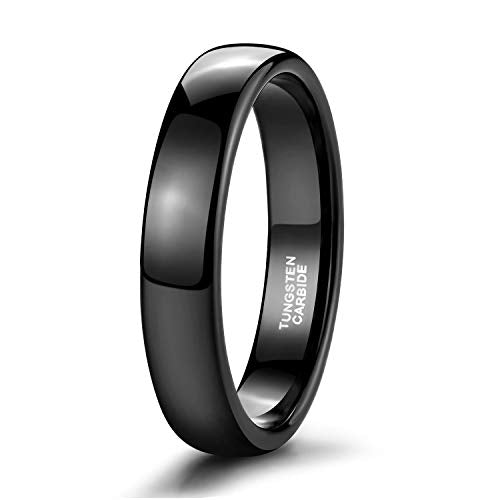 TRUMIUM 2mm 4mm 6mm 8mm Black Tungsten Ring for Men Women Wedding Band Domed High Polish Comfort Fit 4-15 - color: 4mm Black