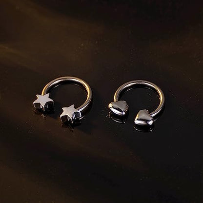 2Pcs 16G Titanium Septum Rings for Women Men Horseshoe Septum Nose Rings Hoop Star Heart Septum Piercing Jewelry