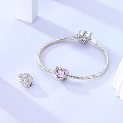 NARMO 925 Sterling Silver Charm Bead for Bracelets Silver Charms for Women - color: Butterfly Love