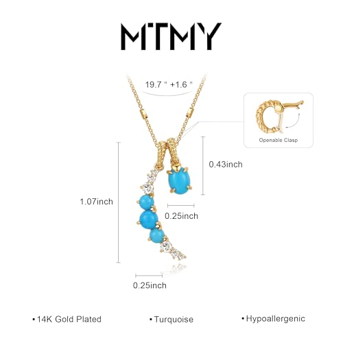 MTMY Gold Moon Pendant Necklace for Women,14K Gold Plated Dainty Chain Crescent Moon Sun Star Necklace Jewelry - style: tur moon