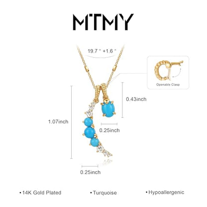 MTMY Gold Moon Pendant Necklace for Women,14K Gold Plated Dainty Chain Crescent Moon Sun Star Necklace Jewelry - style: tur moon