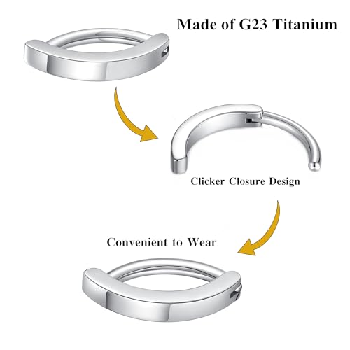 G23 Titanium Clicker Belly Button Ring Navel Rings Body Belly Piercing Jewelry 14G 14mm 12mm 10mm 8mm - style: 14G/8mm/Silver