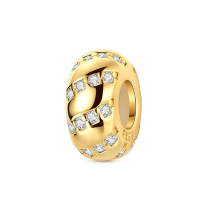 Gold Clip Stopper Charms for Pandora Bracelets Spacers Bead Charms Packs Jewelry Gift for Women - color: Golden Charms