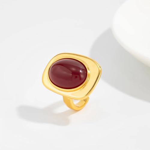 Black Gold Chunky Oval Knuckle Ring for Women, Vintage Geometric Resin Statement Ring Fashion Jewelry Accessories Daily Party Cocktail Gifts