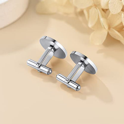 Custom4U Custom Photo Cufflinks for Men Father of the Bride Gifts - color: D-Initial+Name-Steel