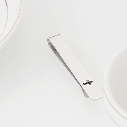 Cross Tie Clips for Men Unique Tie Pin Clip Mens Christian Tie Clips