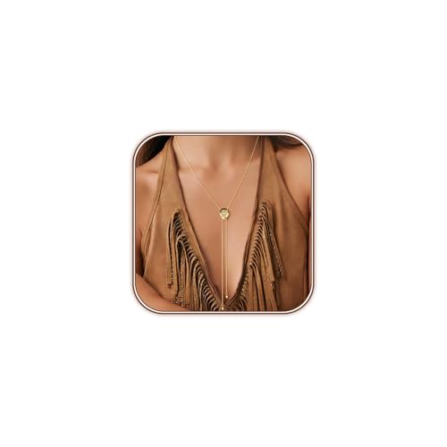 HAXIYA Gold Pearl Y-Shaped Necklace for Women Layered Lariat Long Pendant | 14K Gold Plated/Sterling Silver Dainty Drop Chain Layered Pearl/Beaded Necklaces Simple Gold Jewelry for Women - color: Cowboy Hat - Gold