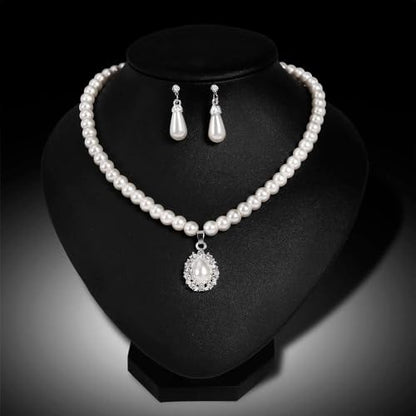 CSIYANJRY99 Pearl Necklace and Earring Set Faux Pearl Jewelry Sets for Women Imitation Beaded Pearl Necklace Bracelet Stud Earrings for Women - color: B