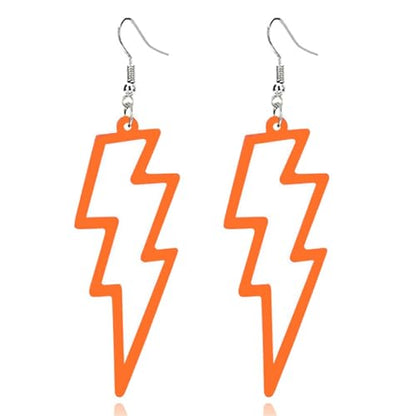 ONLYJUMP Acrylic Exaggerated Lightning Earrings Statement Punk Retro Geometric Delicate Neon Personalized Earrings Accessory Jewelry for Women - color: Orange