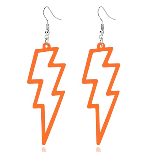 ONLYJUMP Acrylic Exaggerated Lightning Earrings Statement Punk Retro Geometric Delicate Neon Personalized Earrings Accessory Jewelry for Women - color: Orange