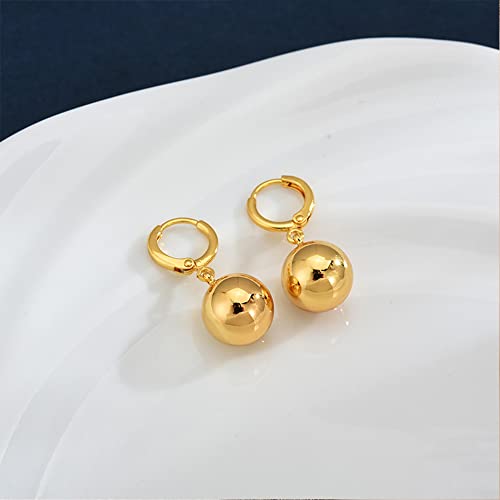 14k Gold Plated Ball Dangle Earrings for Women Sterling Silver Ball Drop Earrings Hypoallergenic Round Balls Hoop Earring Leverback Lightweight Earrings Fashion Jewelry - color: yellow