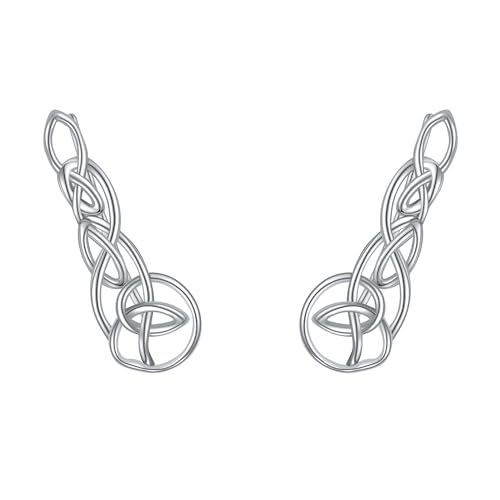 Ear Climbers Earrings for Women Sterling Silver Vintage Ear Crawler Earrings Jewelry Gifts for Women - style: Celtic Knot