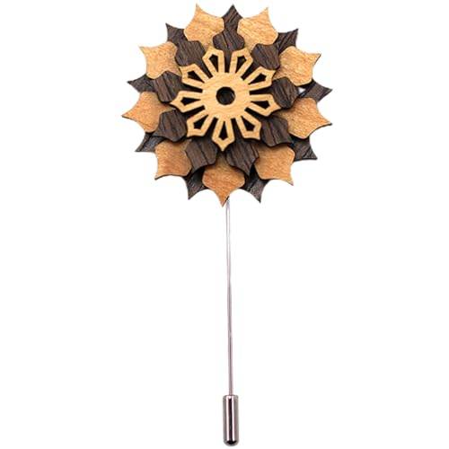 Wood Lapel Flower Wooden Boutonniere Brooch Floral Lapel Pin Handmade Jewelry for Wedding Corsage Suit Accessories