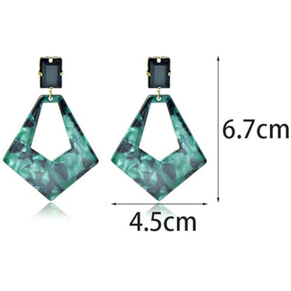 ONLYJUMP Exaggerated Geometry Earrings Acrylic Round Square Triangle Heart Dangle Earrings for Women Multilayer Bohemia Earrings Classic Retro Minimalist Earrings Statement Jewelry - color: Green