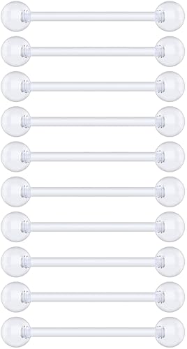 Plastic Tongue Rings For Surgery - Clear Plastic Tongue Rings For Work - Hypoallergenic Straight Barbell Bioflex Ring Piercing Jewelry - Clear Industrial Piercing Jewelry - color: 14G - 18mm (5/16) (11/16)
