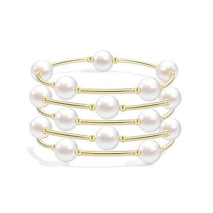 Elegance 11 designs 10mm Crystal White Pearl Blessing Bracelet - style: style-5pcs