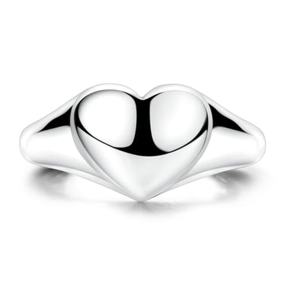 Hapour 925 Sterling Silver Rings for Women Firefly Ring, Glow in the Dark | Sun Moon Star Band Ring Rainbow Evil Eye Chunky Heart Thumb Pinky Stackable Dainty Ring, 14K Gold Plated, Cubic Zirconia - color: Thick Heart, size: 9