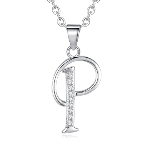 VIKI LYNN Dainty Initial Letter Pendant Necklace for Women | Cubic Zirconia Initial Jewelry, Personalized Letter Necklace, Dainty Women Jewelry, Birthday Gift Idea for Her, Mom and Wife - color: Silver, style: Silver-P
