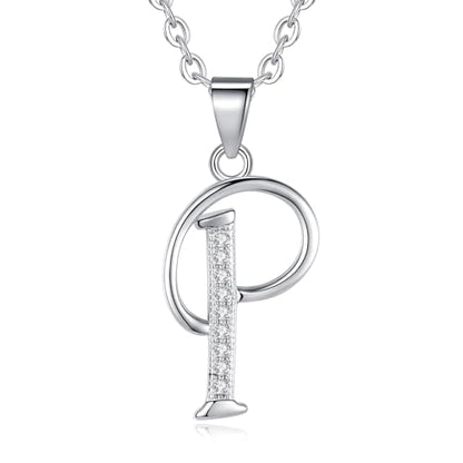 VIKI LYNN Dainty Initial Letter Pendant Necklace for Women | Cubic Zirconia Initial Jewelry, Personalized Letter Necklace, Dainty Women Jewelry, Birthday Gift Idea for Her, Mom and Wife - color: Silver, style: Silver-P