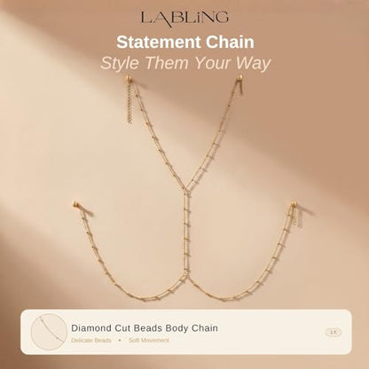 Gold Body Chain for Women | Layered Bikini Belly & Waist Chain Adjustable | Sexy Back Jewelry for Beach Vacation & Parties - color: Style 2