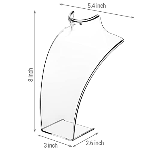 MyGift Acrylic Necklace Holder Jewelry Display Set of 6 for Retail Vendor Bust and Earring Premium Clear Countertop Stand