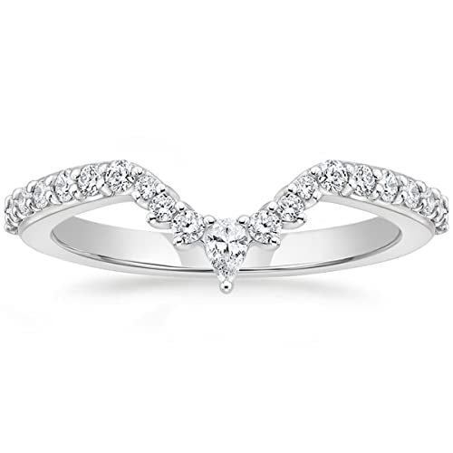 Mameloly Wedding Bands for Women Curved 14K Gold Plated Dainty Stackable Cubic Zirconia Half Eternity CZ Engagement Rings for Her Size 3-12 - color: Silver