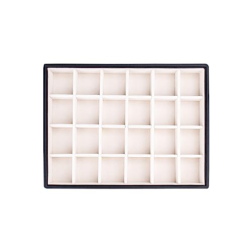 Leather Jewelry Organizer Trays Storage Drawer Display Case | Velvet Liner Stackable for Necklace,Rings and Earring (Black2) - color: Black2