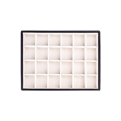 Leather Jewelry Organizer Trays Storage Drawer Display Case | Velvet Liner Stackable for Necklace,Rings and Earring (Black2) - color: Black2