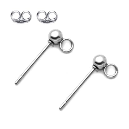 50pcs Adabele 316 Grade Surgical Stainless Steel Hypoallergenic Earring Posts 4mm Ball Post Open Ring 50pcs Earnut Backs DIY Earrings Jewelry Making SEF218-4 - size: 4mm (0.16 Inch) Ball Post