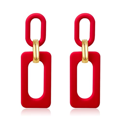 Acrylic Rectangle Earrings for Women, Fashion Square Drop Earrings,Statement Jewelry - color: red