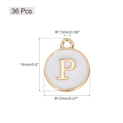 MECCANIXITY Pendants Letter Charm Initial Charm Double Sided Alphabet for DIY Necklace Bracelet Earrings Jewelry Making - style: P