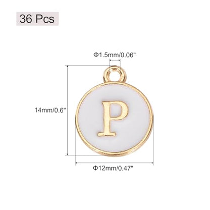 MECCANIXITY Pendants Letter Charm Initial Charm Double Sided Alphabet for DIY Necklace Bracelet Earrings Jewelry Making - style: P