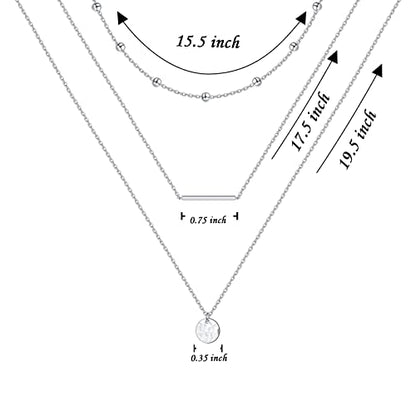 925 Sterling Silver Multilayer Layered Triple Long Chain Necklace for Women - style: Multilayer 3 Triple