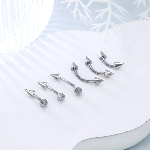 20g 18g 16g 14g Rook Piercing Jewelry Titanium Externally Threaded Curved Barbell Eyebrow Tragus Helix Conch Lobe Labret Earrings Lip Rings Body Piercing Jewelry For Women Men Ball Spike 6mm-19mm - size: 18G - 8mm Spike