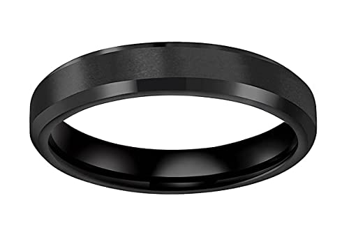 CROWNAL 3mm 5mm 7mm 9mm Tungsten Rings for Men Women Black/Silver/Gunmetal/Gold Beveled Polished Edges Matte Finish Comfort Fit 4-17 - color: Black 3mm