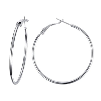 Large Hoop Earrings for Women 4 Pairs Stainless Steel Gold and Silver Hoop Earrings Set Lightweight Hypoallergenic Big Hoop Jewelry for Everyday Party and Gifts 40mm 70mm - color: Silver-60mm