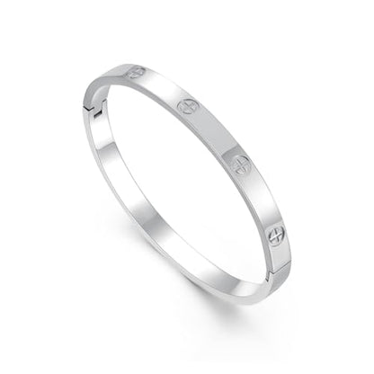 Friendship Love Bracelet for Women, 18K Gold Plated Titanium Steel Cuff - color: Silver, size: Cross 7.5''