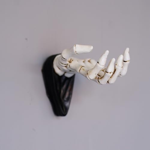 Halloween Skeleton Hand Ring Holder Wall Mounted Key Holder Organizer Multifunctional Wall Hooks for Hanging Keys Jewelry Bracelet Gothic Home Decor for Entryway Bedroom