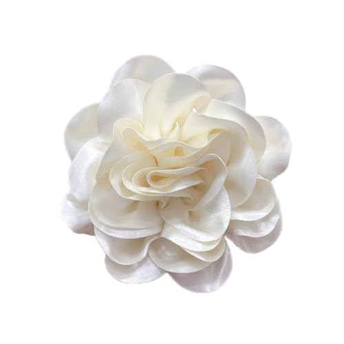 Satin Fabric Rose Flower Extra Large Big Brooches Lapel Pins Silk Camellia Oversized Pin for Women Wedding Party Dance Banquet Dresses Suit Clothes Accessories Jewelry Gifts 7.5in - color: Beige