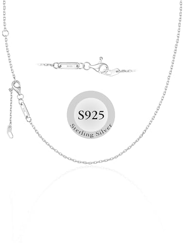 S925 Sterling Silver Chain Necklace for Women, 18 inch Adjustable, Classic, Fashionable, Versatile, Unique Safety Buckle Design, Silver Necklace Gift - color: White Gold