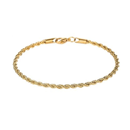 kelistom 18K Gold Silver Tone Rope Link Chain Bracelet for Women Men, 3mm 4mm Braided Rope Chain Bracelets, 7” 7.5” 8.3”, - size: 7.5", style: 4mm-gold